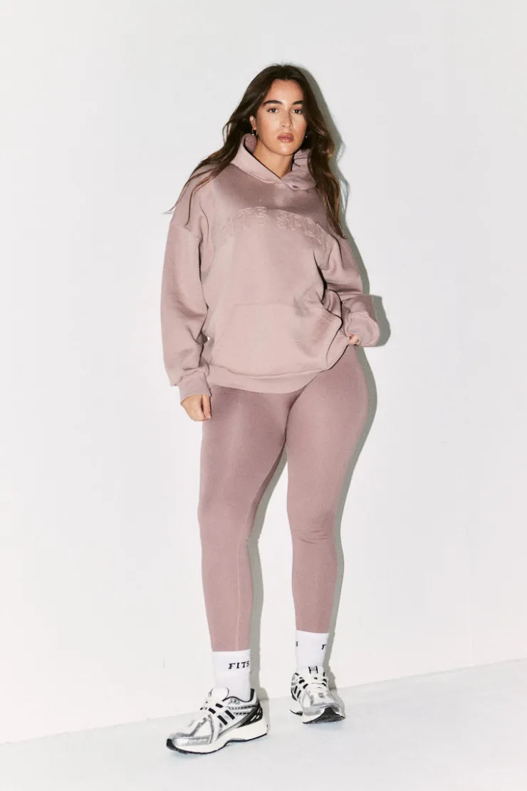 Fits Distressed Hoodie Mauve