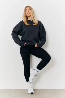 Clearance Fits Distressed Oversized Sweater Charcoal