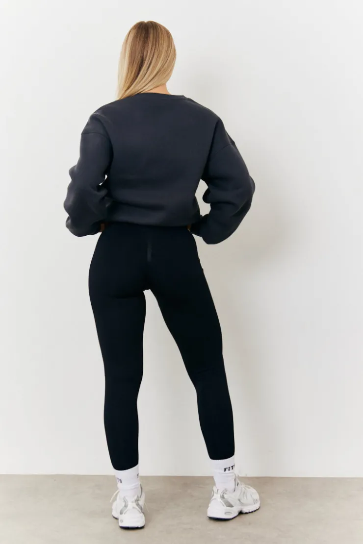 Clearance Fits Distressed Oversized Sweater Charcoal