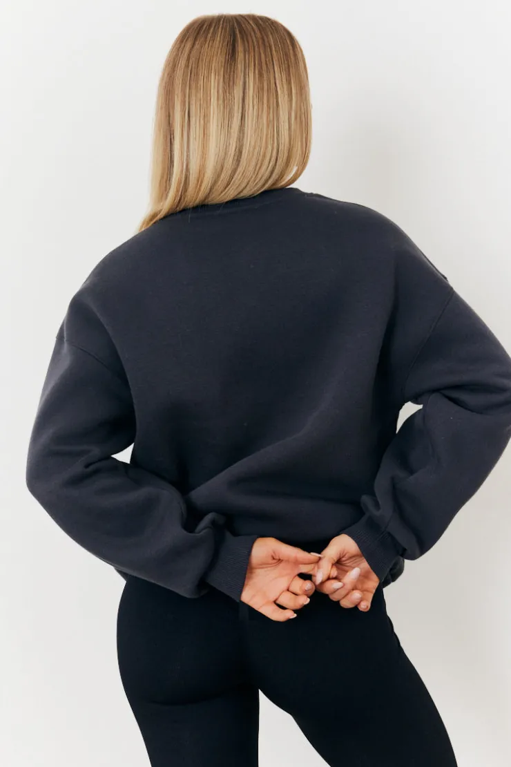 Clearance Fits Distressed Oversized Sweater Charcoal