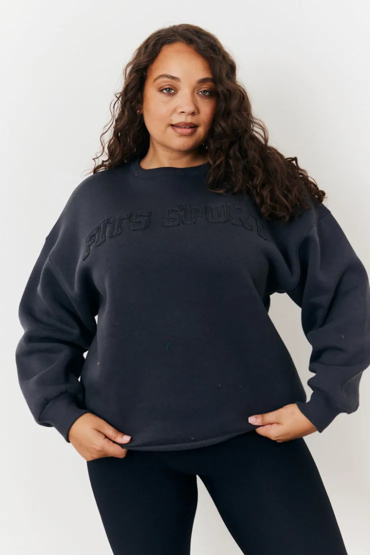 Clearance Fits Distressed Oversized Sweater Charcoal