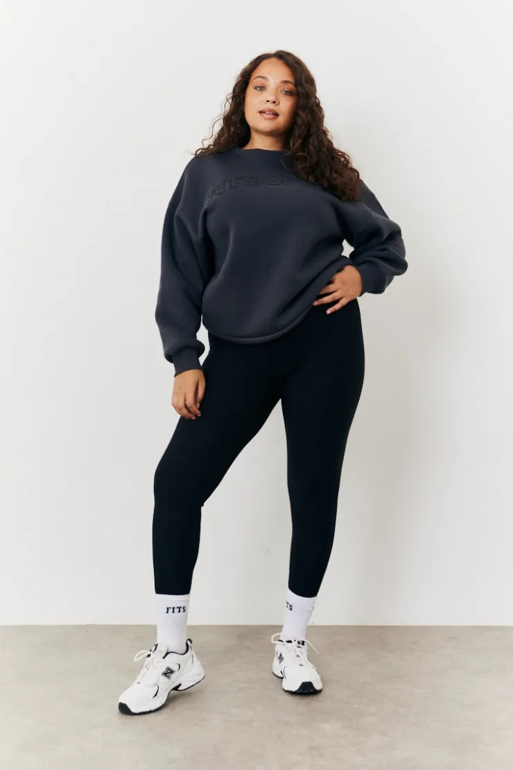 Clearance Fits Distressed Oversized Sweater Charcoal