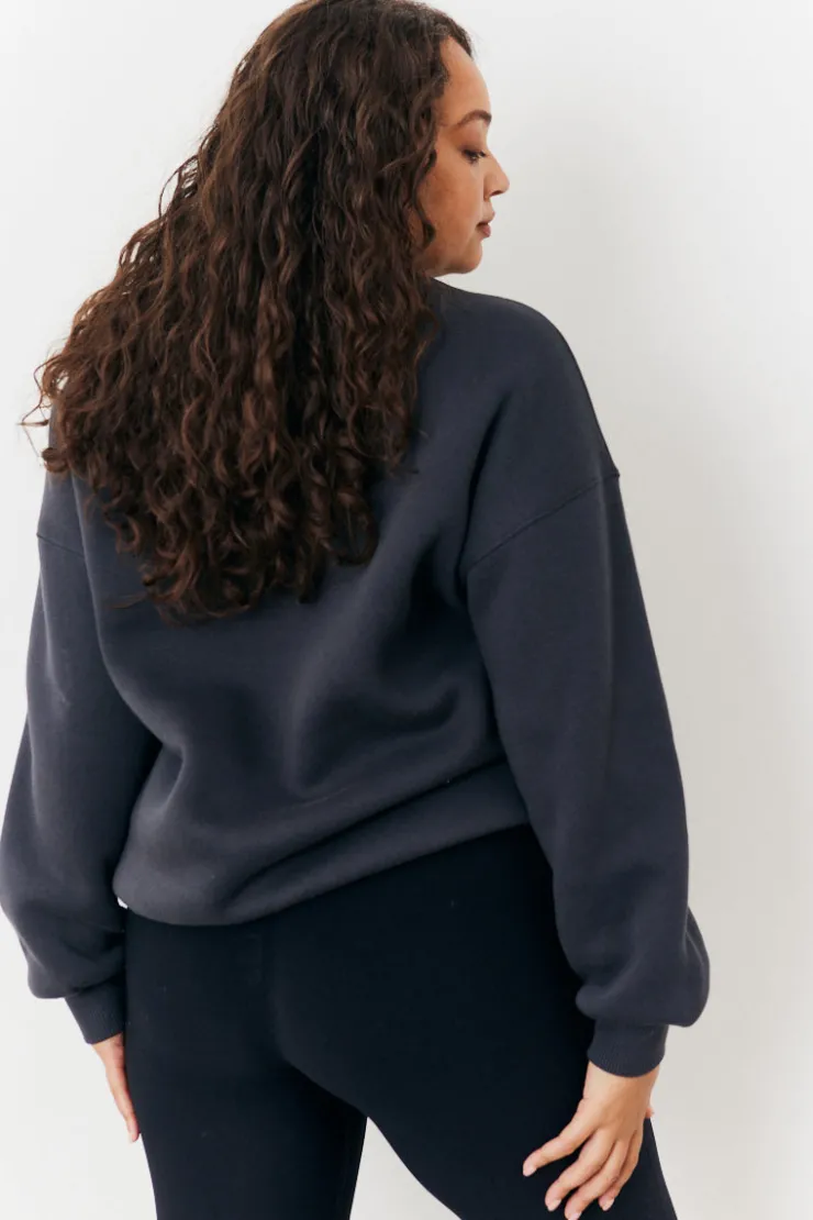 Clearance Fits Distressed Oversized Sweater Charcoal