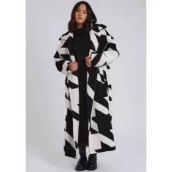 Clearance Urban Bliss Dogtooth Borg Longline Jacket