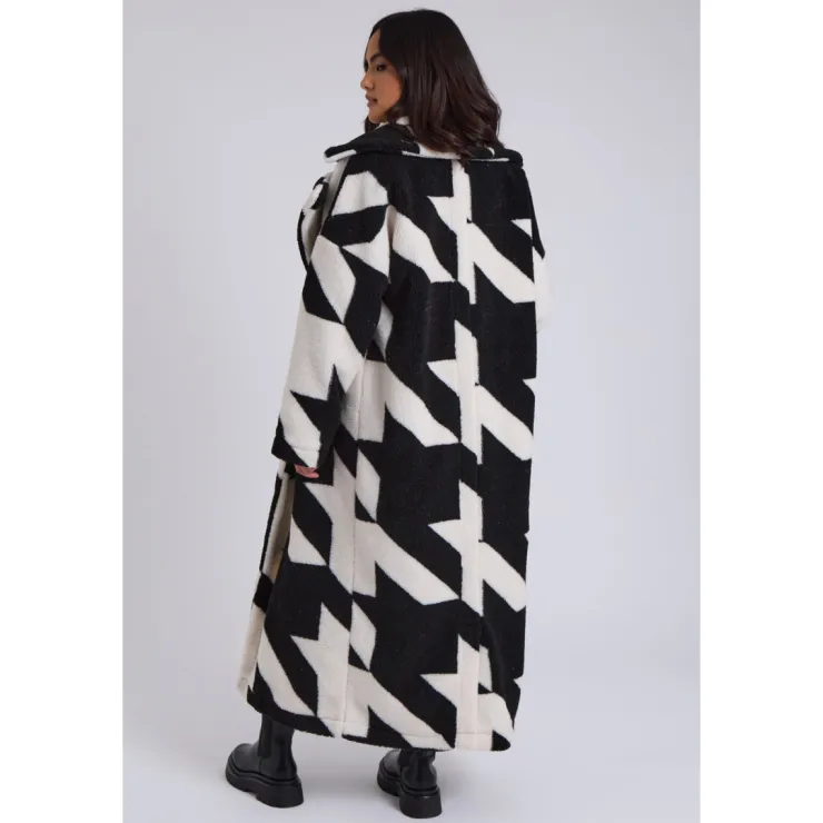 Clearance Urban Bliss Dogtooth Borg Longline Jacket