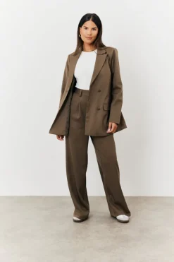 Online In The Style Double Breasted Tailored Co-Ord Blazer Camel