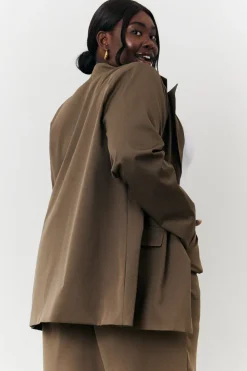 Online In The Style Double Breasted Tailored Co-Ord Blazer Camel