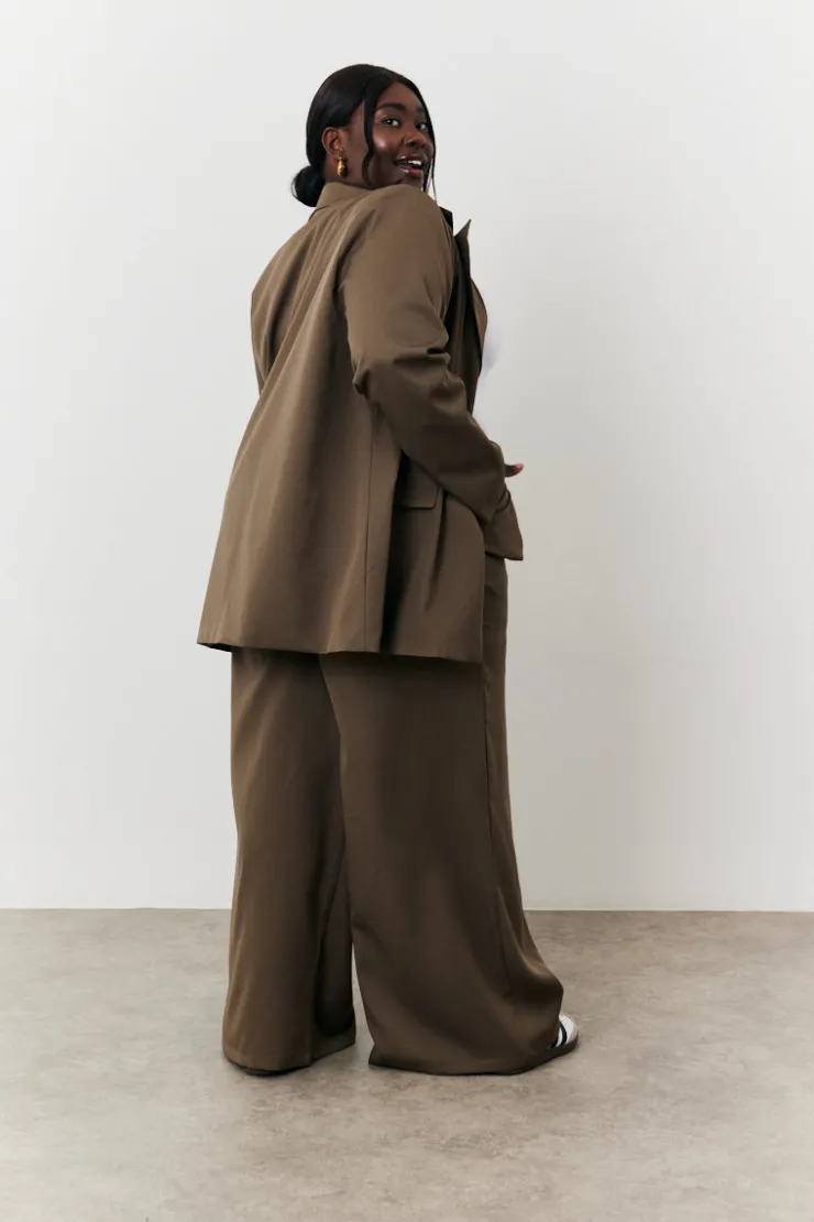 Online In The Style Double Breasted Tailored Co-Ord Blazer Camel
