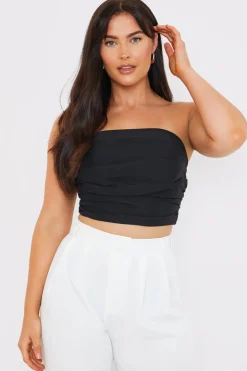 Online In The Style Draped Strapless Corset Top Black