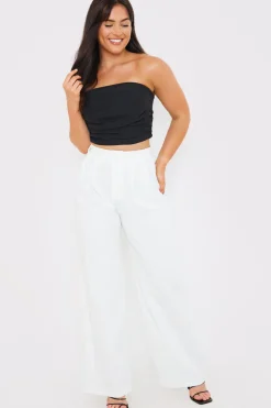 Online In The Style Draped Strapless Corset Top Black