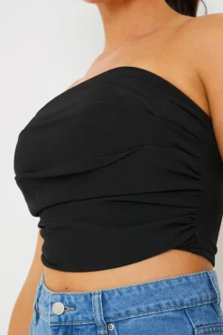 Online In The Style Draped Strapless Corset Top Black