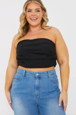 Online In The Style Draped Strapless Corset Top Black