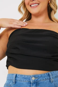 Online In The Style Draped Strapless Corset Top Black