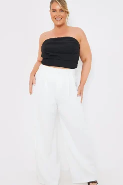 Online In The Style Draped Strapless Corset Top Black