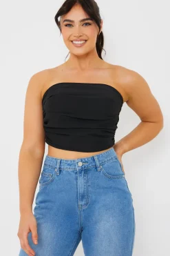Online In The Style Draped Strapless Corset Top Black