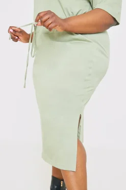 In the Style DRAWSTRING WAIST SPLIT HEM TSHIRT DRESS