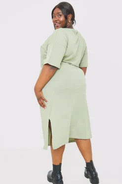 In the Style DRAWSTRING WAIST SPLIT HEM TSHIRT DRESS