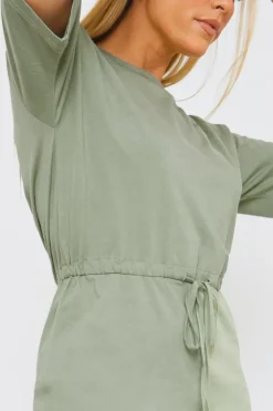 In the Style DRAWSTRING WAIST SPLIT HEM TSHIRT DRESS