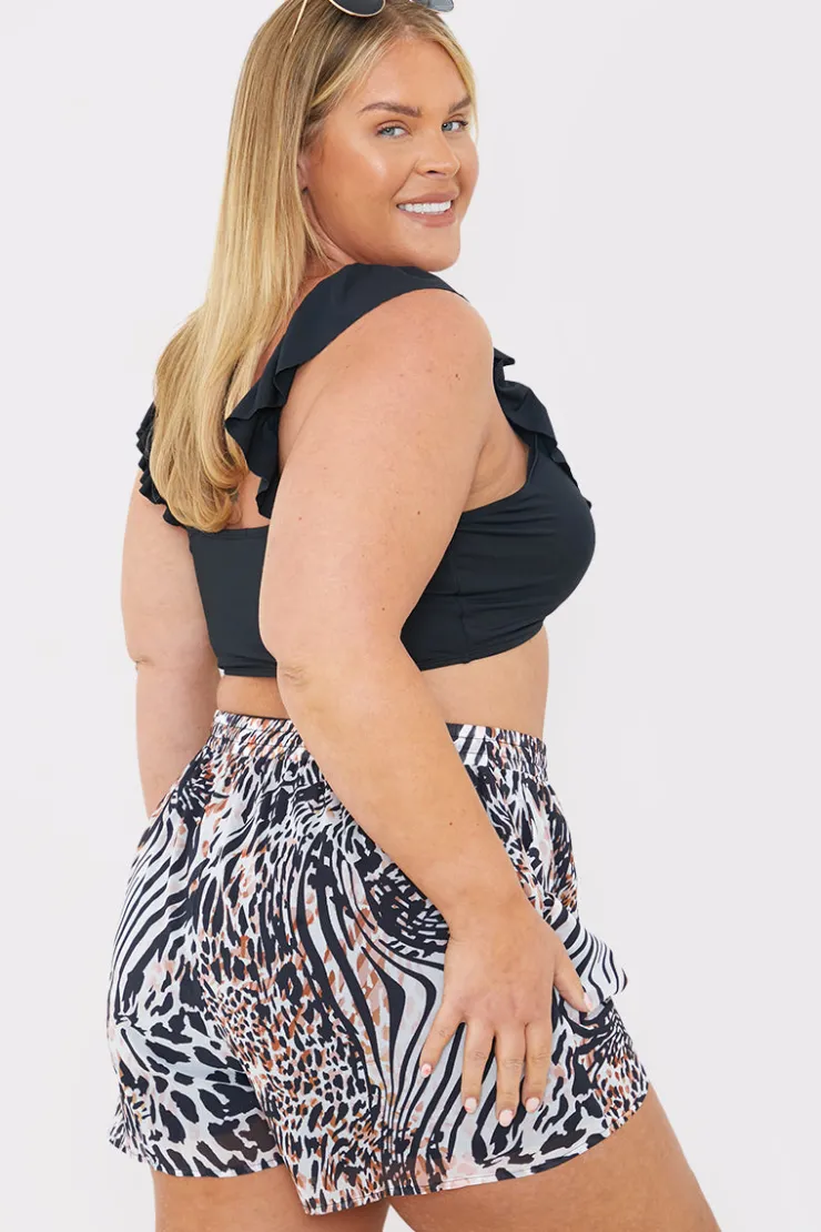 Sale In The Style Elasticated Waist Leopard Print Co-Ord Beach Short Multicoloured