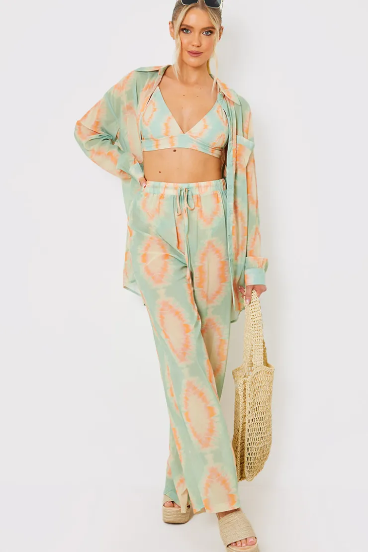 Best In the Style Elasticated Wide Leg Co-Ord Beach Trousers Multicoloured