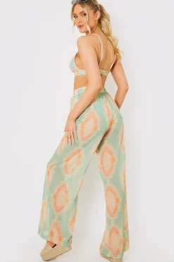 Best In the Style Elasticated Wide Leg Co-Ord Beach Trousers Multicoloured