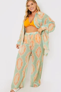 Best In the Style Elasticated Wide Leg Co-Ord Beach Trousers Multicoloured
