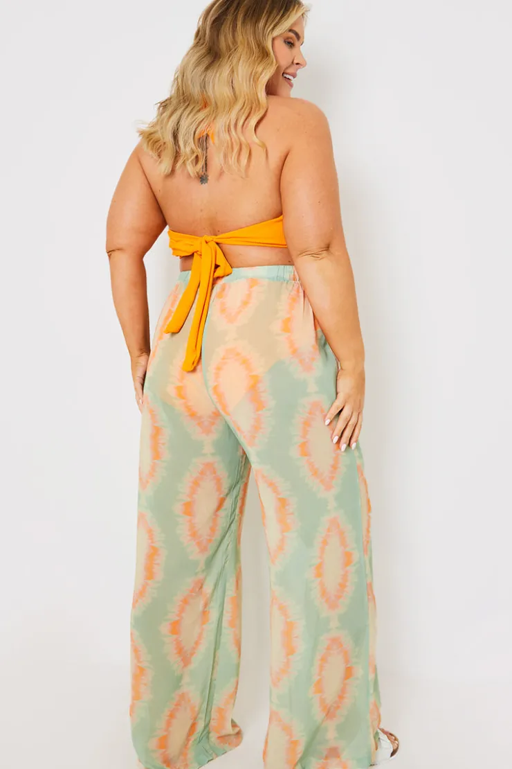 Best In the Style Elasticated Wide Leg Co-Ord Beach Trousers Multicoloured