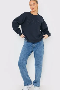 Clearance In the Style Embroidered Distressed Oversized Sweatshirt Charcoal