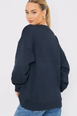 Clearance In the Style Embroidered Distressed Oversized Sweatshirt Charcoal