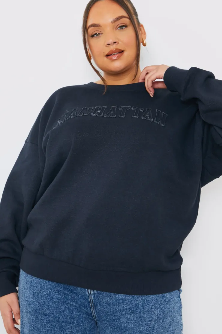 Clearance In the Style Embroidered Distressed Oversized Sweatshirt Charcoal