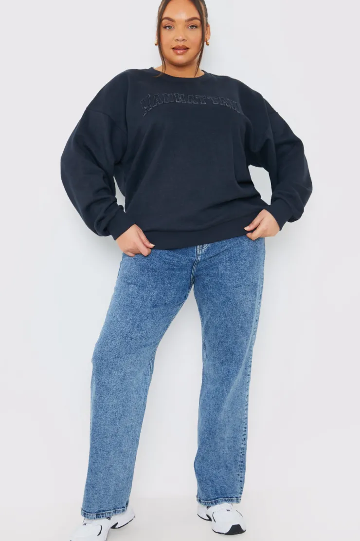 Clearance In the Style Embroidered Distressed Oversized Sweatshirt Charcoal