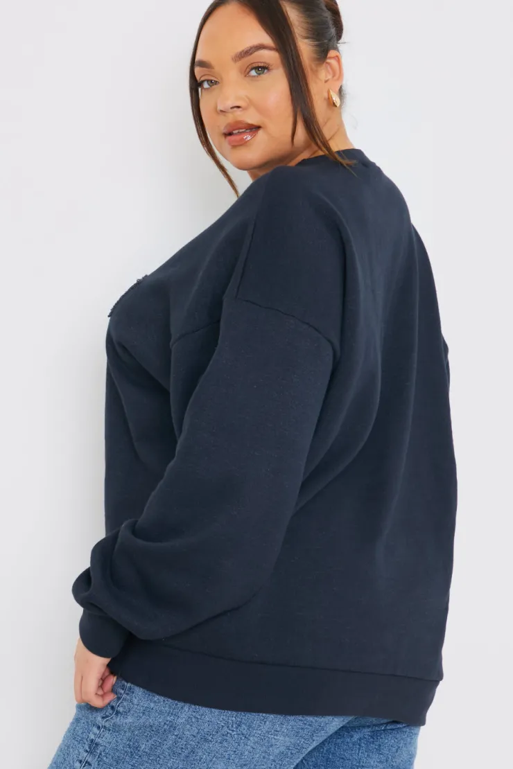 Clearance In the Style Embroidered Distressed Oversized Sweatshirt Charcoal