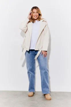 Clearance In the Style Faux Leather Biker Jacket Cream