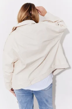 Clearance In the Style Faux Leather Biker Jacket Cream