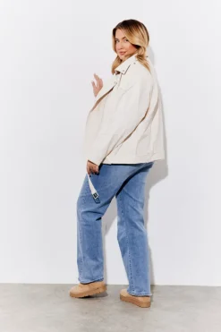 Clearance In the Style Faux Leather Biker Jacket Cream