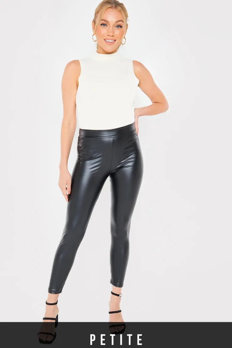 In the Style Faux Leather Leggings Black