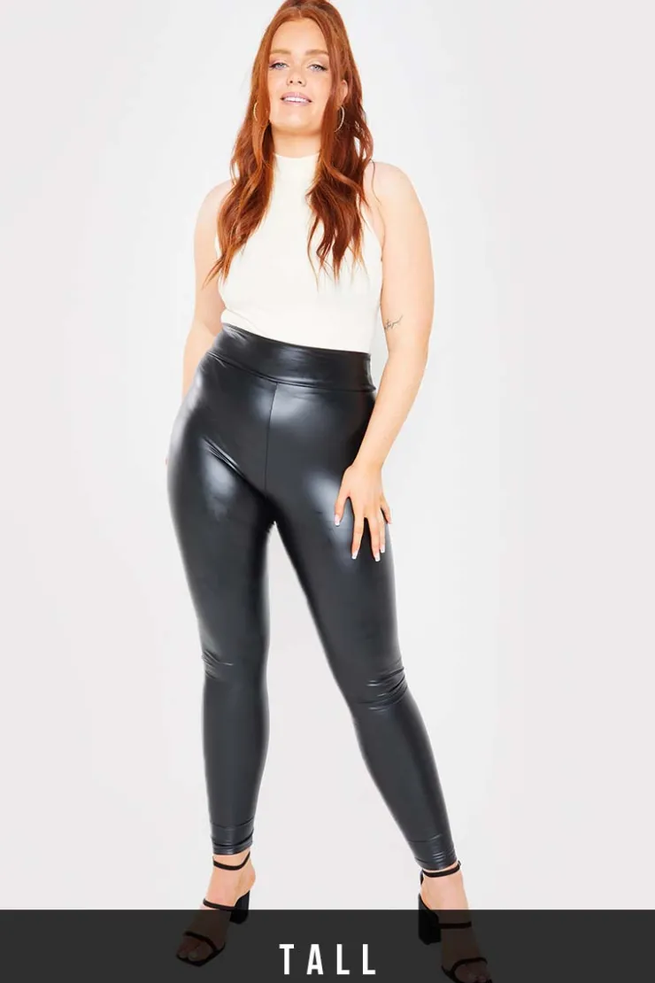 In the Style Faux Leather Leggings Black