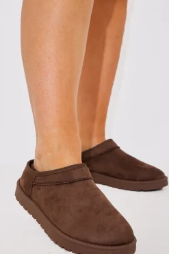 New In The Style Faux Suede Flat Shoe Brown