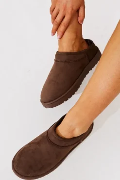 New In The Style Faux Suede Flat Shoe Brown