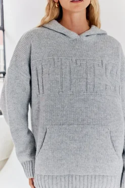 New Fits Embossed Knitted Co-Ord Hoodie Grey