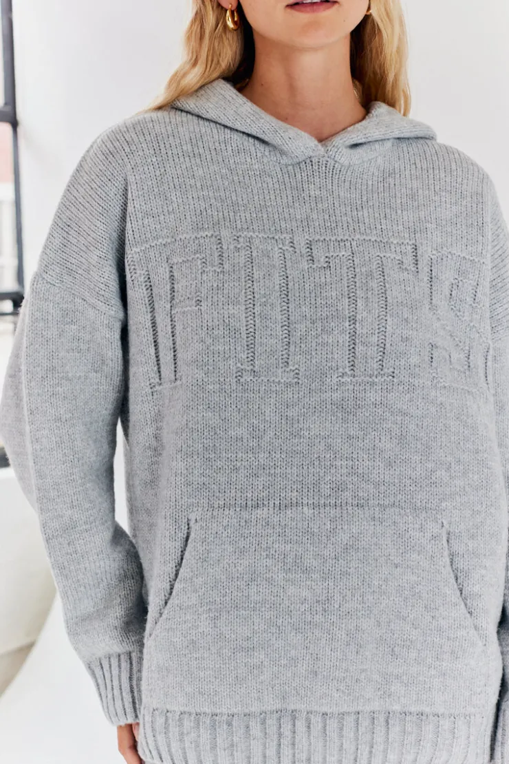 New Fits Embossed Knitted Co-Ord Hoodie Grey