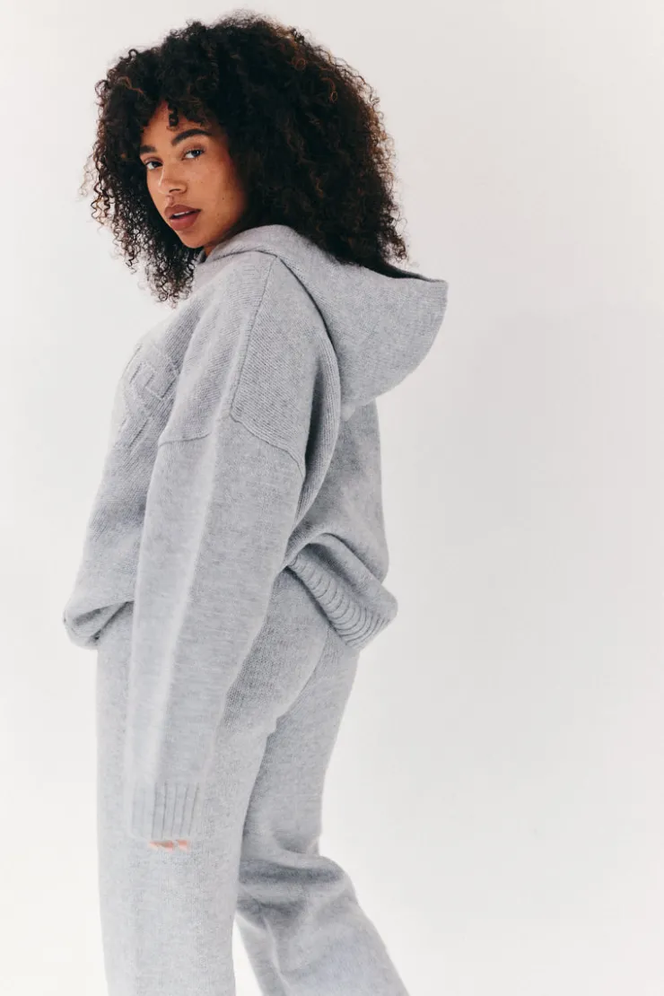 New Fits Embossed Knitted Co-Ord Hoodie Grey