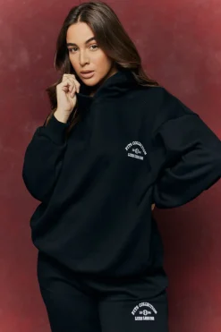 Best Fits Embroidered Co-Ord Hoodie Black