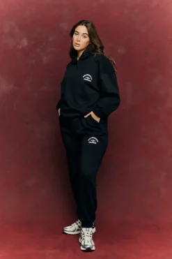 Best Fits Embroidered Co-Ord Hoodie Black