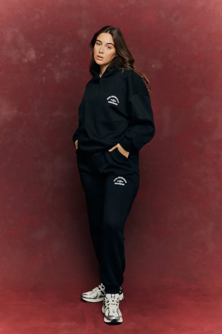 Best Fits Embroidered Co-Ord Hoodie Black