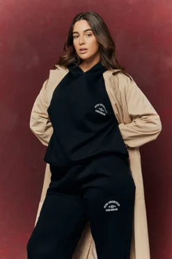 Best Fits Embroidered Co-Ord Hoodie Black