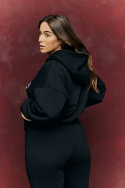 Best Fits Embroidered Co-Ord Hoodie Black