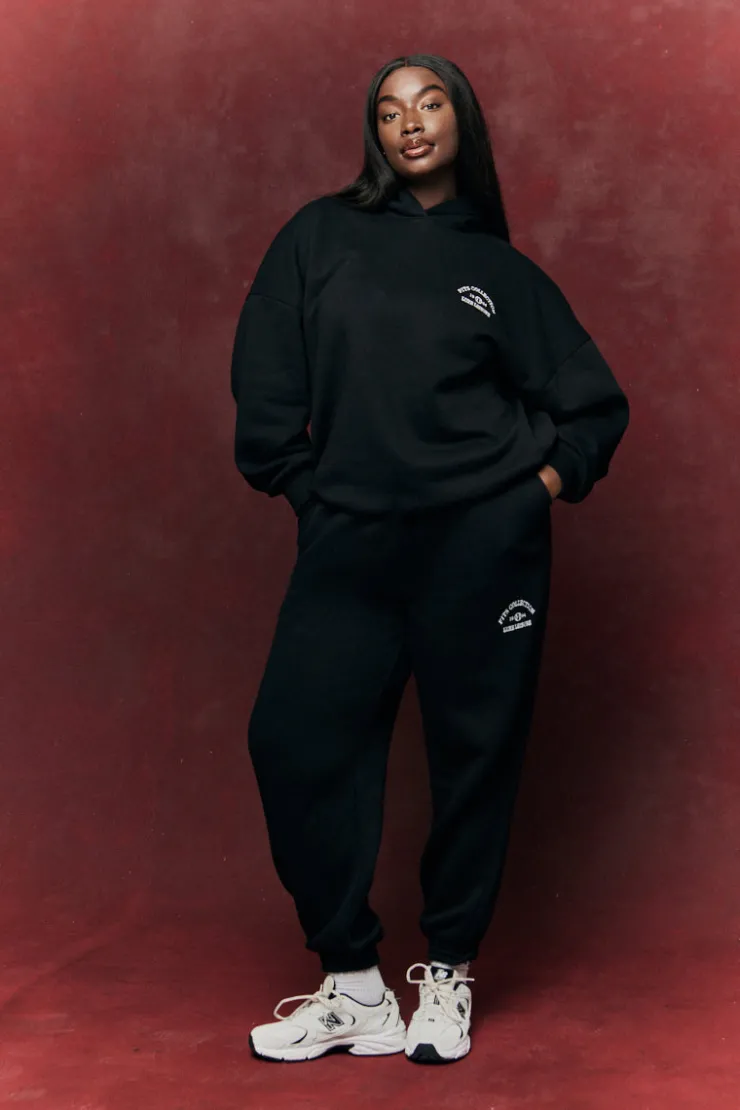 Best Fits Embroidered Co-Ord Hoodie Black