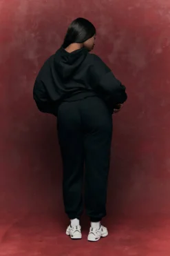 Best Fits Embroidered Co-Ord Hoodie Black