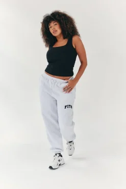 Hot Fits Embroidered Cuffed Joggers Grey